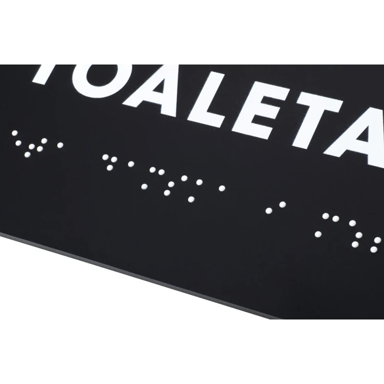 Koedukative Toilette - Schild mit Braille-Schrift - Mattschwarzes Acryl - Abmessungen 180x170mm - DARK - TAB392