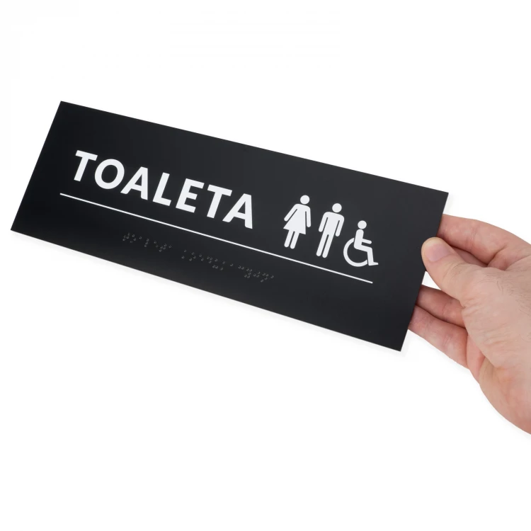 Koedukative Toilette - Schild mit Braille-Schrift - Abm. 295x105mm - Hartes PVC - TAB532