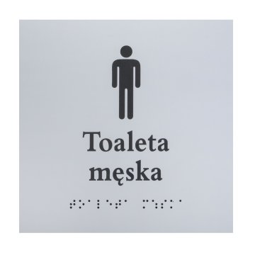 Herrentoilette - Schild mit Braille-Schrift - silberner Gravierlaminat 3mm - Abm. 160x160mm - TAB548
