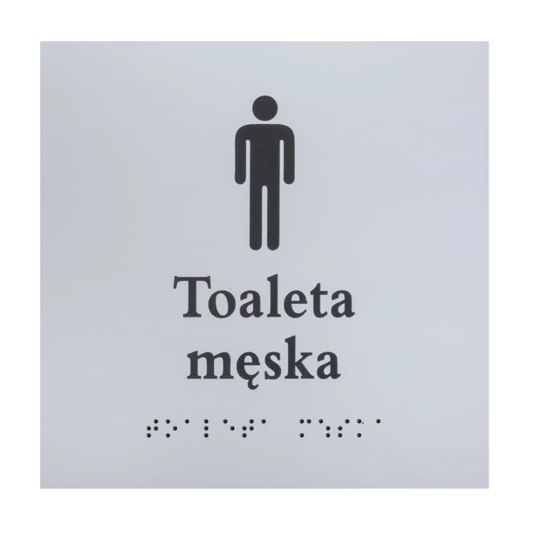 Herrentoilette - Schild mit Braille-Schrift - silberner Gravierlaminat 3mm - Abm. 160x160mm - TAB548