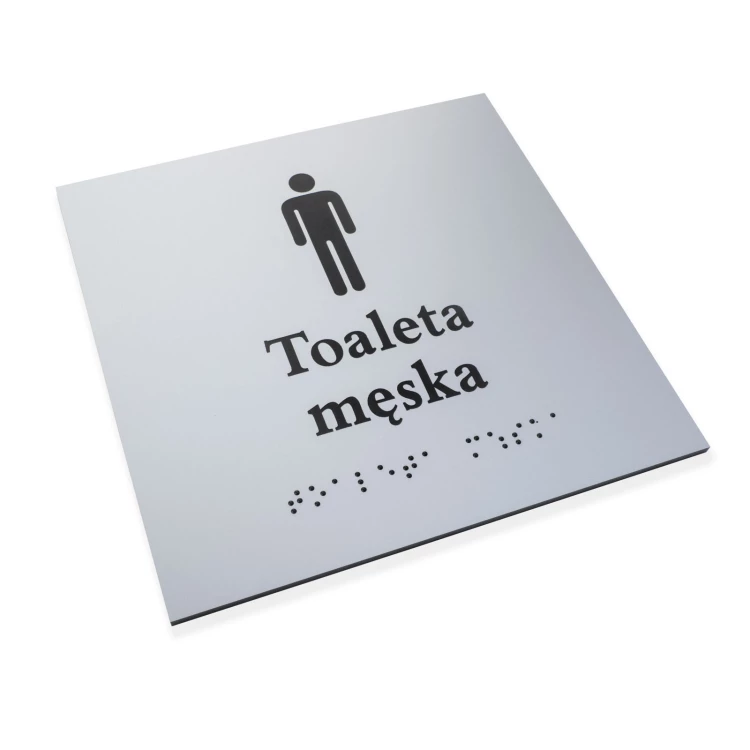 Herrentoilette - Schild mit Braille-Schrift - silberner Gravierlaminat 3mm - Abm. 160x160mm - TAB548