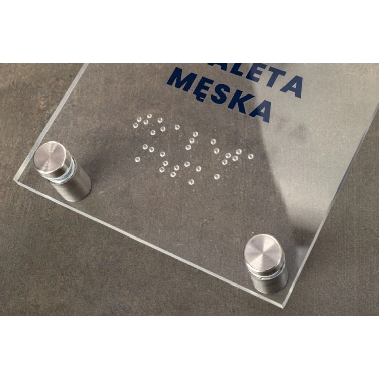 Herrentoilette - Plexiglasschild mit Braille-Schrift auf Abstandshaltern - Maße 100x160mm - TAB429