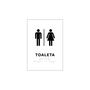 Toilette - Schild mit Brailleschrift - Abm. 140x200mm - Hart-PVC - SIMPLE - TAB334
