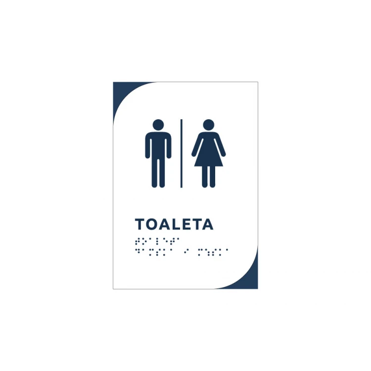 Toilette - Schild aus weißem Dibond mit Braille-Schrift - Größe 140x200mm - MONO - TAB293