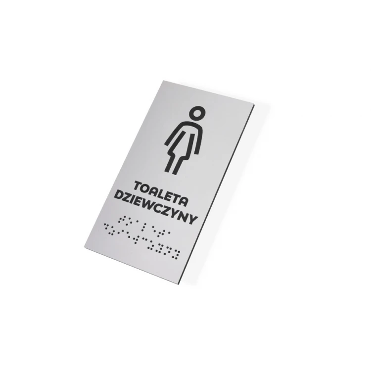 Toilette - Schild für die Schule mit Brailleschrift - silbernes Laminat 3mm - Abm. 80x150mm - TAB340
