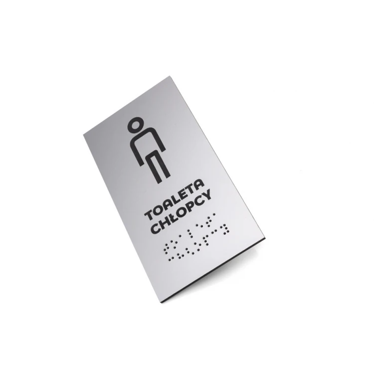 Toilette - Schild für die Schule mit Brailleschrift - silbernes Laminat 3mm - Abm. 80x150mm - TAB340
