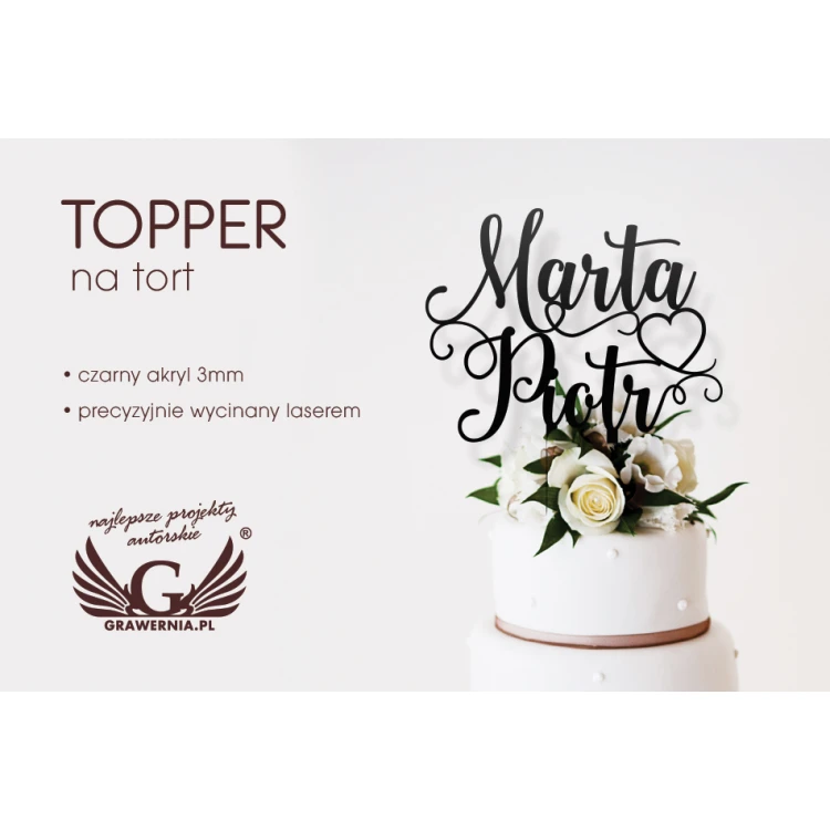 Topper für Hochzeitstorte - Namen des Brautpaares - TOP034