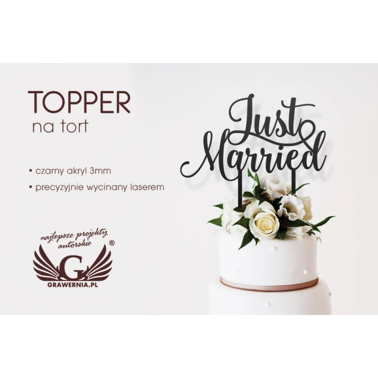 Hochzeitstorten Topper - Just Married - TOP030