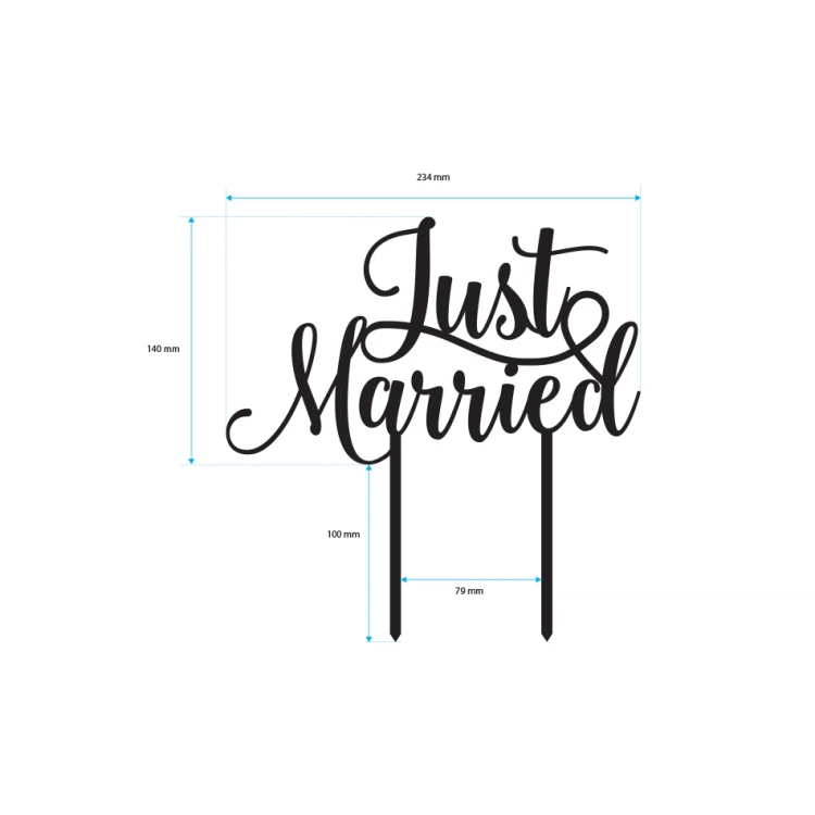 Hochzeitstorten Topper - Just Married - TOP030