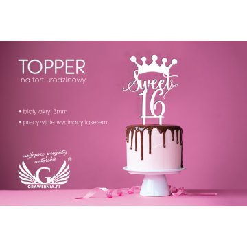 Topper für Geburtstagstorte - Sweet 16 - TOP014
