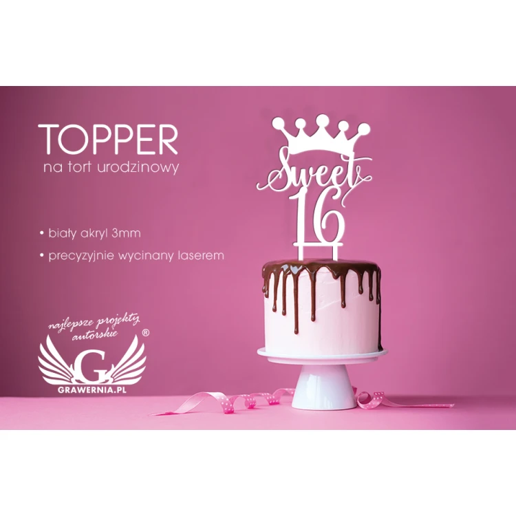 Topper für Geburtstagstorte - Sweet 16 - TOP014
