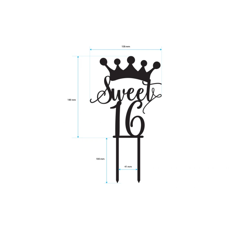 Topper für Geburtstagstorte - Sweet 16 - TOP014