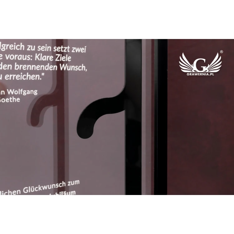 Plexiglas-Statuette auf Holzsockel - Open - Modell DTA58 - Höhe 25cm