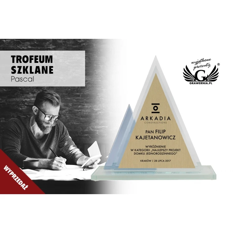 Glastrophäe Pascal mit Gravierlaminat - TSZ086