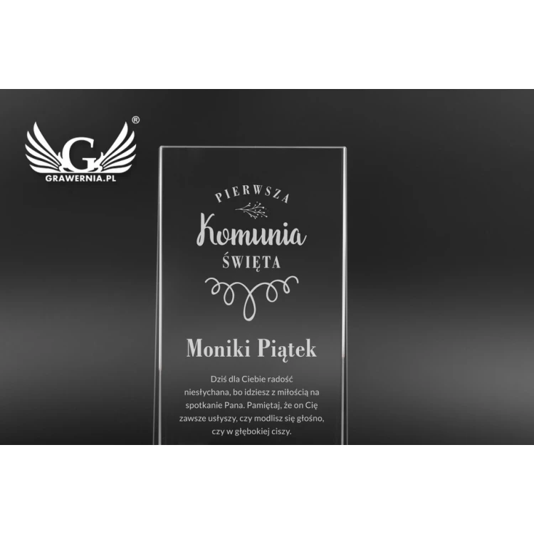 Glastrophäe in Etui PERLA - Erstkommunion Andenken - TSZ057