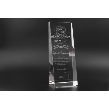 Glastrophäe in Etui PERLA - Erstkommunion Andenken - TSZ058