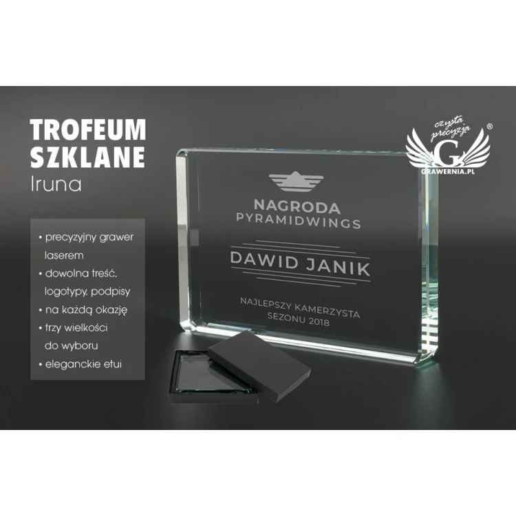 Glastrophäe in Etui - Iruna - TSZ101