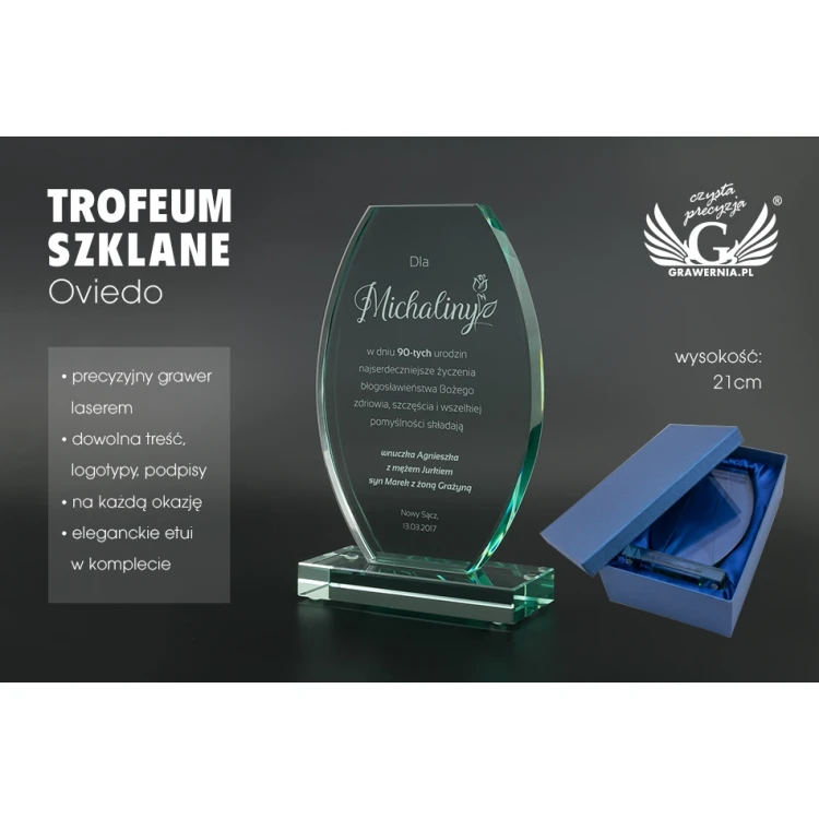 Glastrophäe in Etui - Oviedo - TSZ103