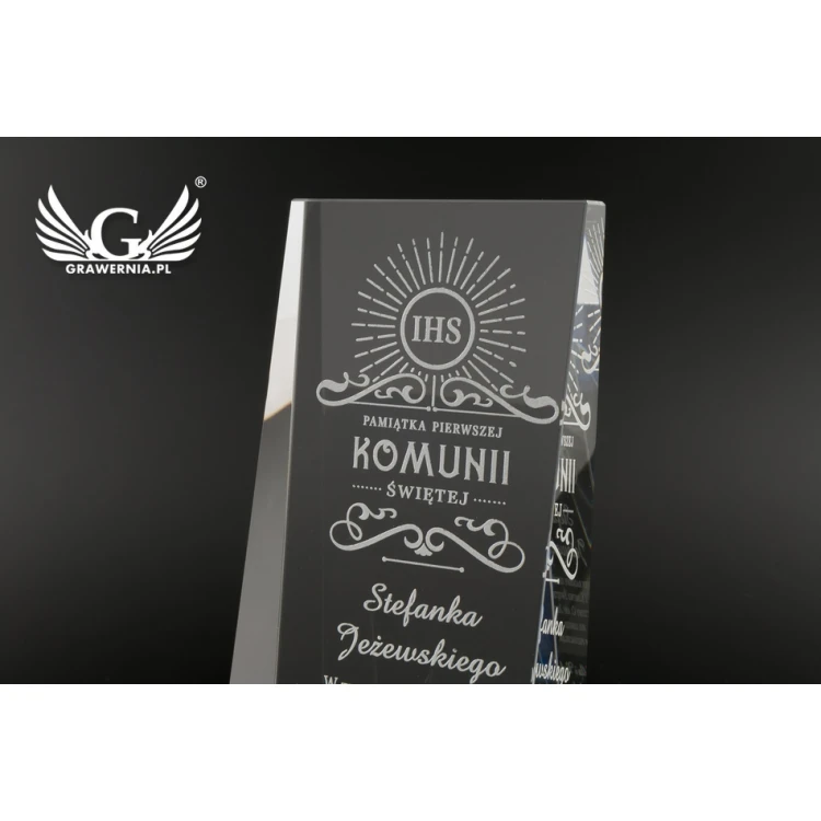 Glastrophäe in Etui PERLA - Erstkommunion Andenken - TSZ058