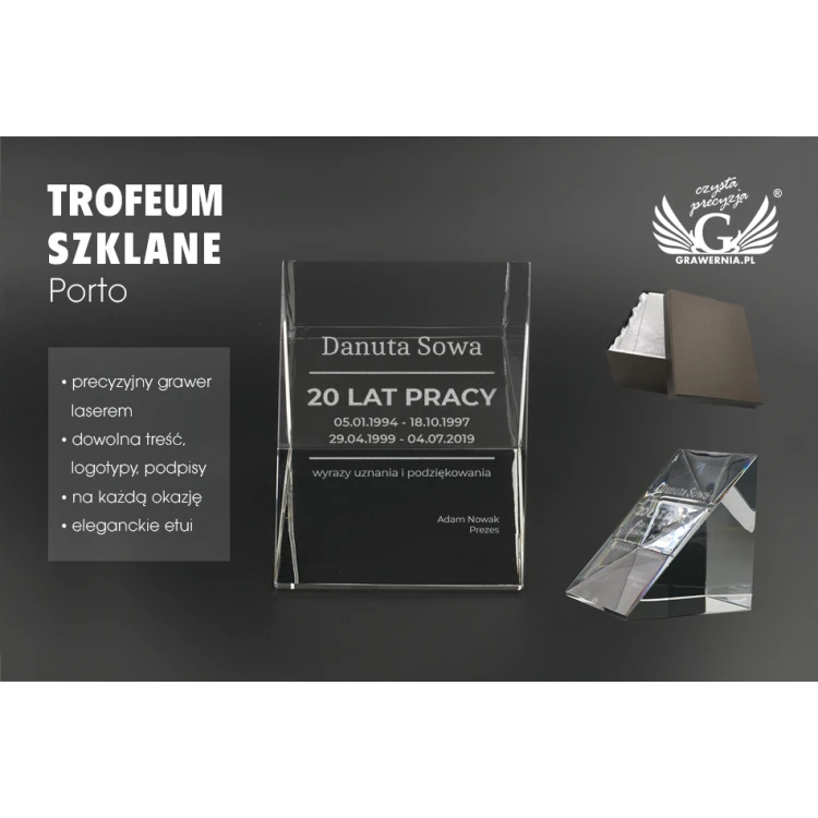 Glastrophäe im Etui - Porto - TSZ090