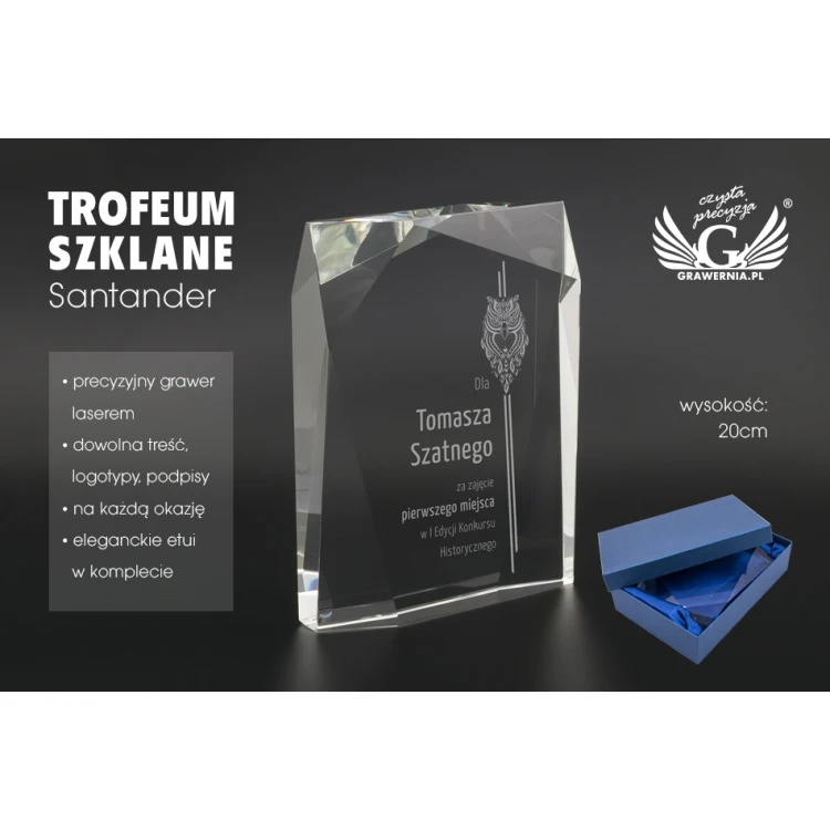 Glastrophäe in Etui - Santander - TSZ102