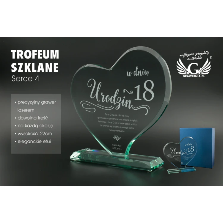 Glastrophäe in Etui - HERZ 4 - TSZ071