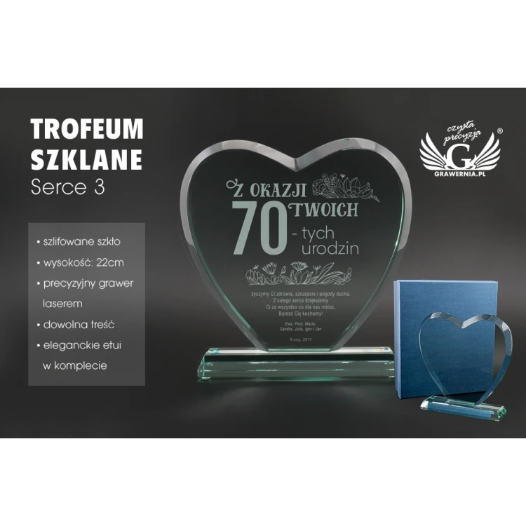 Glastrophäe in Etui - HERZ 3 - GEBURTSTAG - TSZ092