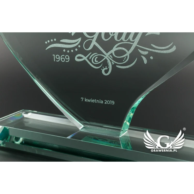 Glastrophäe in Etui mit Foto - HERZ 4 - TSZ072