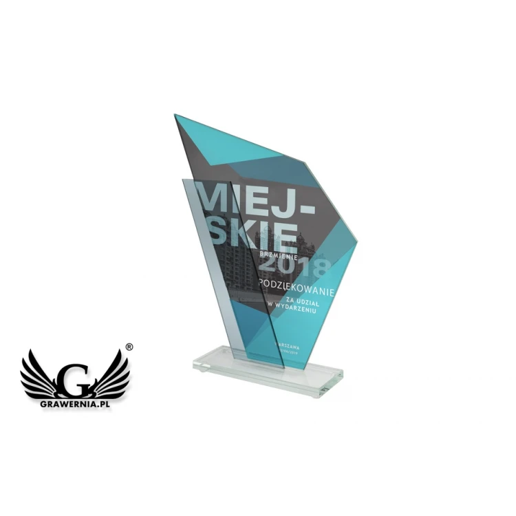 Glastrophäe mit UV-Druck - Patron - TSZ081