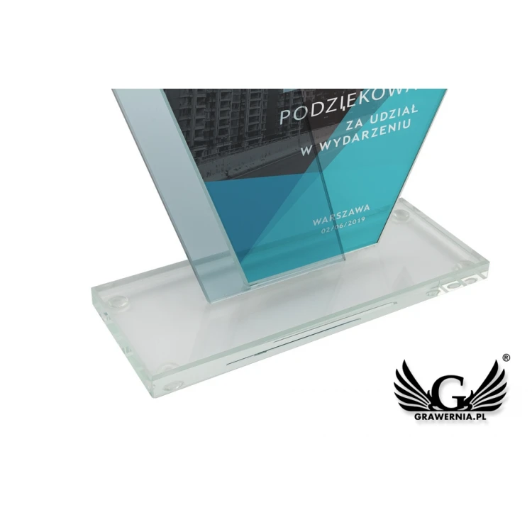 Glastrophäe mit UV-Druck - Patron - TSZ081