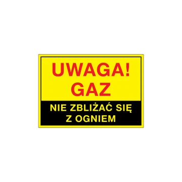 Achtung Gas, nicht mit Feuer nähern - Warnschild - Größe 495x345mm - PVC - farbiger UV-Druck - BHP116
