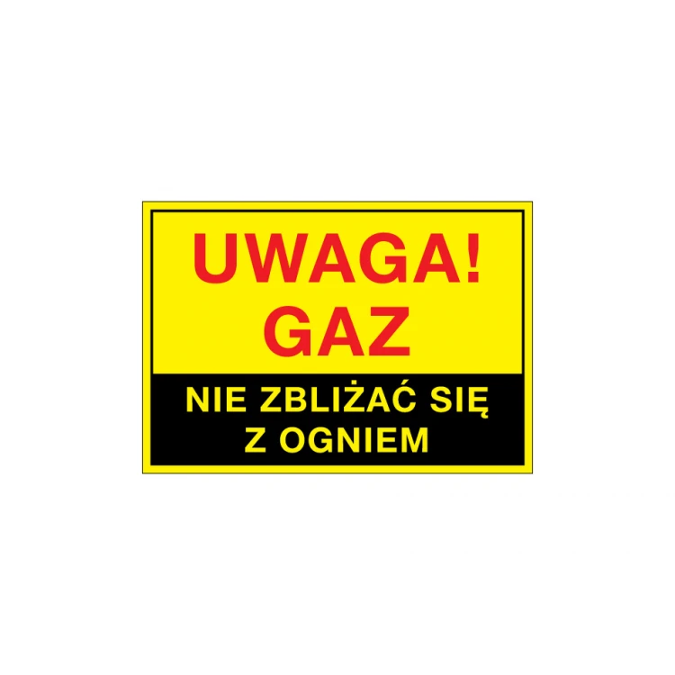 Achtung Gas, nicht mit Feuer nähern - Warnschild - Größe 495x345mm - PVC - farbiger UV-Druck - BHP116