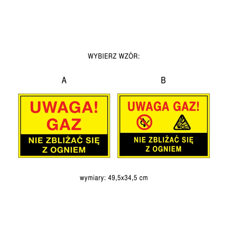 Achtung Gas, nicht mit Feuer nähern - Warnschild - Größe 495x345mm - PVC - farbiger UV-Druck - BHP116