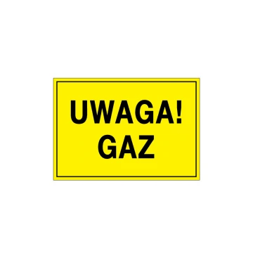 Achtung Gas - Warnschild - Größe 495x345mm - PVC - farbiger UV-Druck - BHP120
