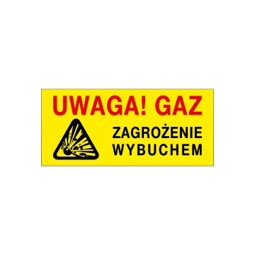 Achtung Gas, Explosionsgefahr - Warnschild - Größe 450x200mm - PVC - farbiger UV-Druck - BHP113