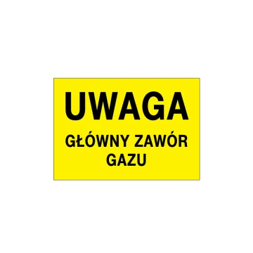 Achtung Hauptgasventil - Warnschild - Größe 495x345mm - PVC - farbiger UV-Druck - BHP118