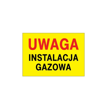 Achtung Gasinstallation - Warnschild - Größe 495x345mm - PVC - farbiger UV-Druck - BHP119