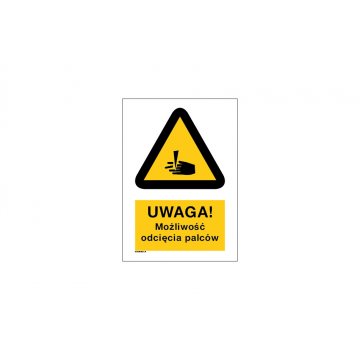 Achtung, Möglichkeit der Fingeramputation - Abm. 297x210mm (A4) - PVC - farbiger UV-Druck - BHP032