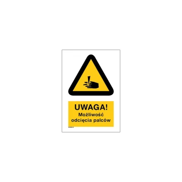 Achtung, Möglichkeit der Fingeramputation - Abm. 297x210mm (A4) - PVC - farbiger UV-Druck - BHP032