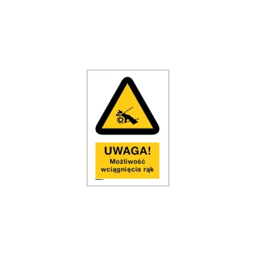 Achtung Gefahr des Einzugs der Hände - Abm. 297x290mm (A4) - PVC - farbiger UV-Druck - BHP028