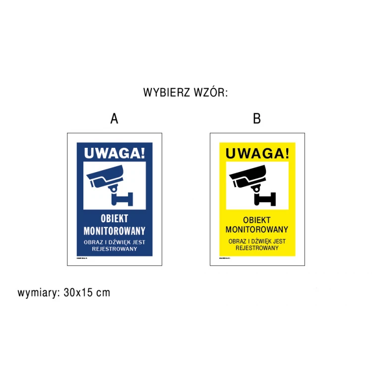 Achtung, überwachtes Objekt - Schild Größe 150x300mm - PVC - farbiger UV-Druck - TAB174