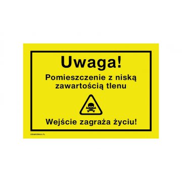 Achtung, Raum mit niedrigem Sauerstoffgehalt - Warnschild Größe 250x175mm - PVC - UV-Druck - BHP174