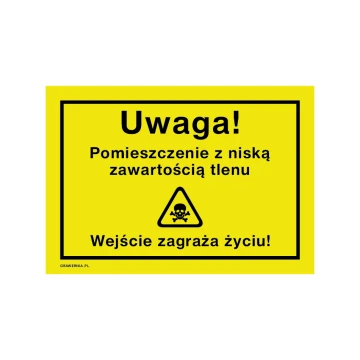 Achtung, Raum mit niedrigem Sauerstoffgehalt - Warnschild Größe 250x175mm - PVC - UV-Druck - BHP174