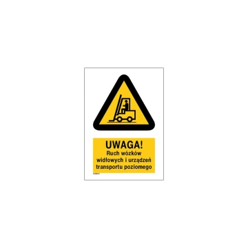 Achtung Gabelstapler- und Horizontaltransportgeräteverkehr - Abmessungen 297x210mm (A4) - PVC - farbiger UV-Druck - BHP026