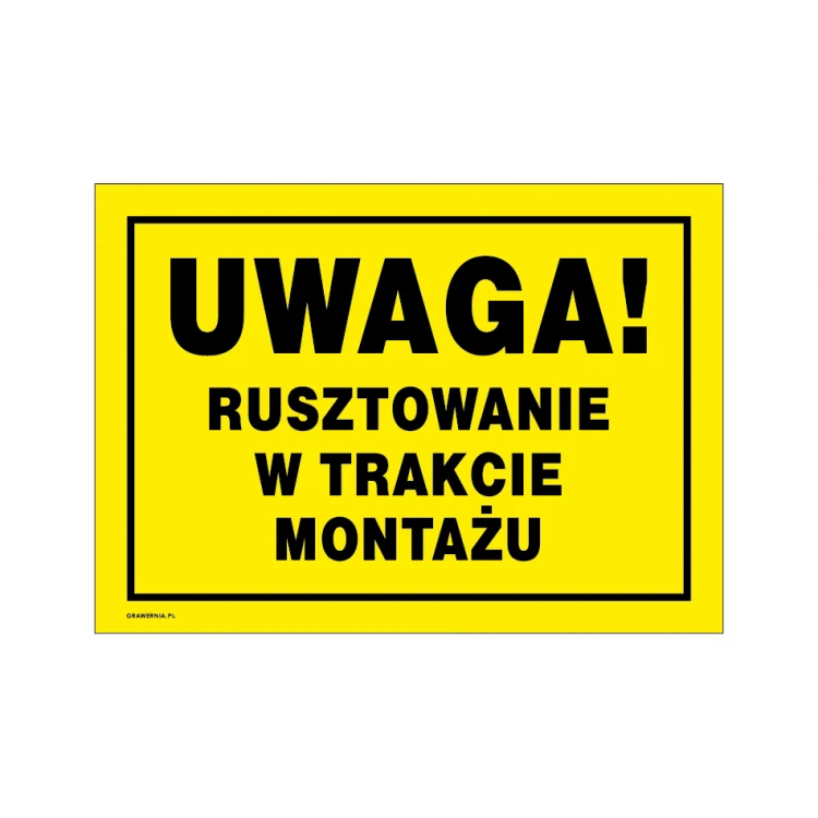 Achtung Gerüst im Aufbau - Warnschild Maße 350x250mm - PVC - farbiger UV-Druck - BHP148