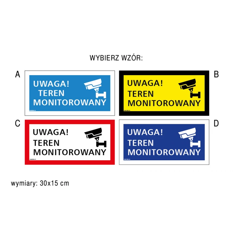 Achtung, überwachtes Gebiet - Schild Größe 300x150mm - PVC - farbiger UV-Druck - TAB175