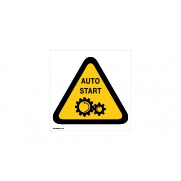 Achtung, automatischer Start - Abm. 150x150mm - PVC - farbiger UV-Druck - BHP019