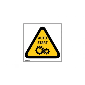 Achtung, automatischer Start - Abm. 150x150mm - PVC - farbiger UV-Druck - BHP019