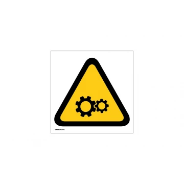 Achtung, drehende Teile - Abm. 150x150mm - PVC - farbiger UV-Druck - BHP024