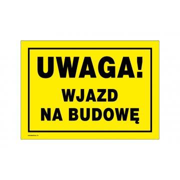 Achtung Baustelleneinfahrt - Warnschild Größe 350x250mm - PVC - farbiger UV-Druck - BHP173